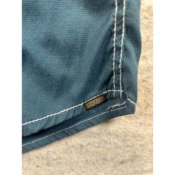 Buckle Black Athletic Fit Short Sleeve Button Up Shirt Slate Blue Mens Size M - Picture 4 of 12